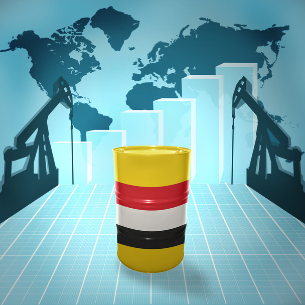 Нефтяной баррель с флагом Йемена
 - Фото, изображение