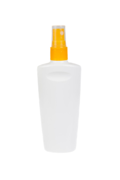 λευκό μπουκάλι με αντηλιακή κρέμα, απομονωμένο - Φωτογραφία, εικόνα