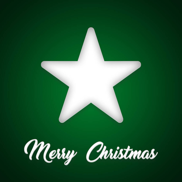 Illustazione di un biglietto di auguri natalizio con una stella di Natale e il messaggio Buon Natale in bianco su sfondo verde - Foto, immagini