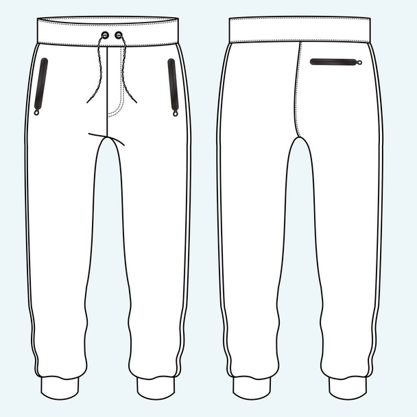 Pantaloni DOLCE FASHION FLAT SKETCHES disegni tecnici teck pack Illustrator modello vettoriale - Vettoriali, immagini