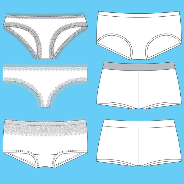 Collection of lingerie. Panty and bra set. Vector illustrations - Vector, Imagen