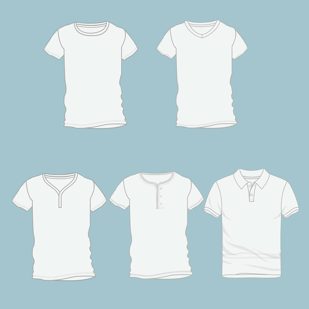 OVER FIT Tee shirt FASHION FLAT SKETCHES technical drawings tech pack Illustrator vector template - Vector, Image