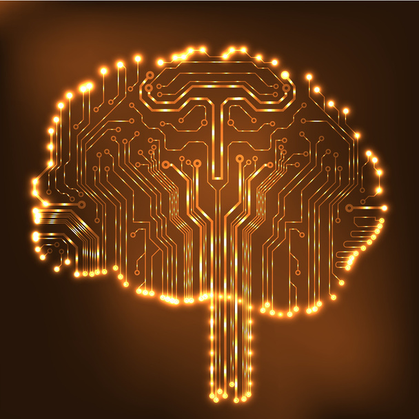 Circuit board computer style brain vector technology background - Vector, Image