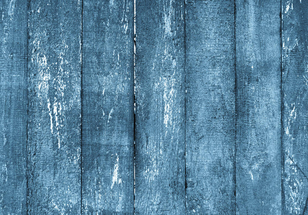 Old Shabby Barn Fence. Blue Painted Wood Slats. Scratched Rustic Natural Material. Blue Weathered Garden Fencing Sheet. - Photo, Image