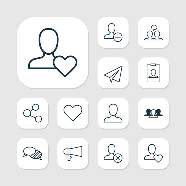 Communication icons set with delete, conversation, team and other remove elements. Isolated illustration communication icons. - Photo, Image