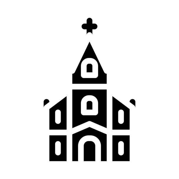 catholic temple glyph icon vector illustration black - Vector, Image