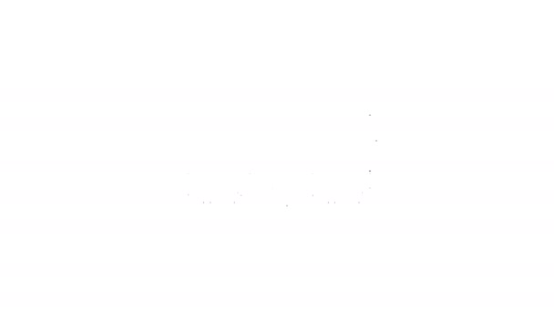 Černá čára Pás lovou kazetou s ikonou kazety izolovanou na bílém pozadí. Znamení Bandolier. Lovecké vybavení, výzbroj. Grafická animace pohybu videa 4K - Záběry, video