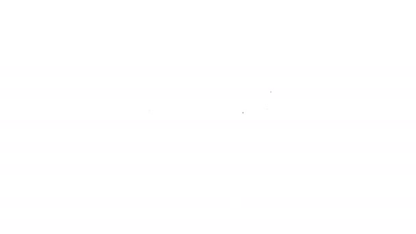 Musta linja Keittiö siivilä kuvake eristetty valkoisella taustalla. Ruoanlaittovälineet. Ruokailukyltti. 4K Video motion graafinen animaatio - Materiaali, video
