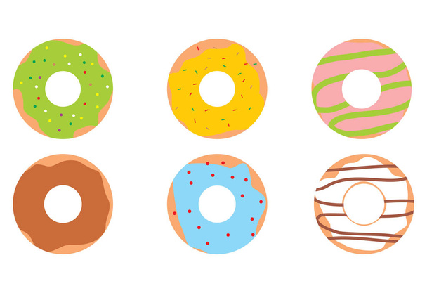illustratie van zoete donut cartoon bundel - Vector, afbeelding