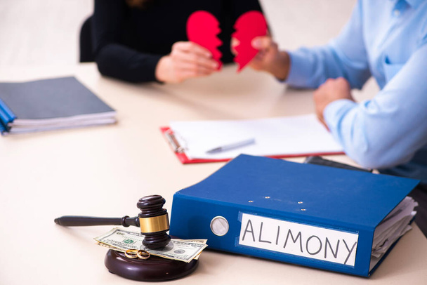 Young couple divorcing in alimony concept - Photo, Image