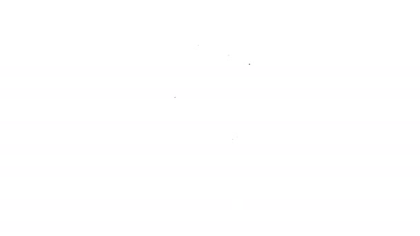 Linea nera Icona con ascia in legno isolata su sfondo bianco. Ascia taglialegna. Animazione grafica 4K Video motion - Filmati, video