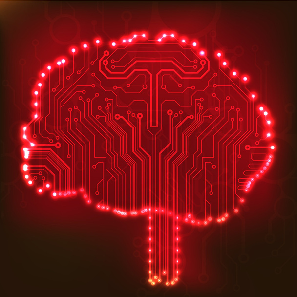 printplaat computer stijl hersenen vector technische achtergrond. eps10 afbeelding met abstracte circuit hersenen - Vector, afbeelding