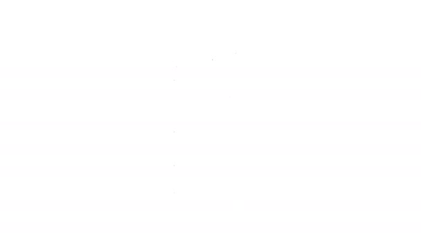 Cana de doces de Natal linha preta com listras ícone isolado no fundo branco. Feliz Natal e Feliz Ano Novo. Animação gráfica em movimento de vídeo 4K - Filmagem, Vídeo