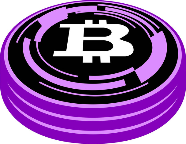 Toto je ilustrace 3 naskládaných bitcoinových medailí  - Vektor, obrázek