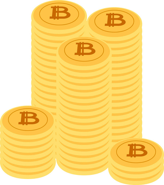 Dies ist eine Illustration der Bitcoin-Medaillen, die sich viel angehäuft haben  - Vektor, Bild