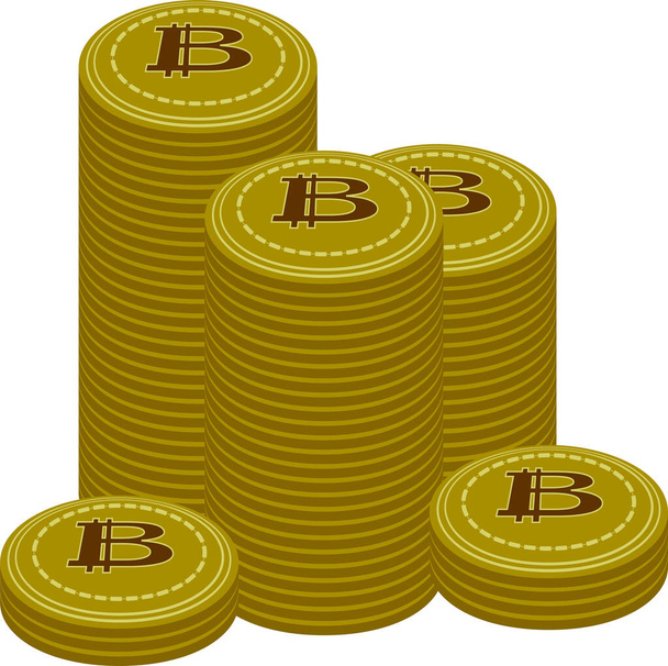 Questa è un'illustrazione di medaglie Bitcoin accumulati un sacco  - Vettoriali, immagini
