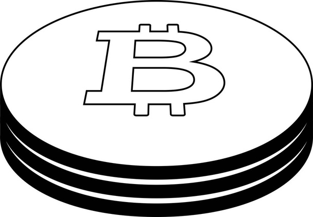 Toto je ilustrace monochromatických 3 složených bitcoinových medailí  - Vektor, obrázek