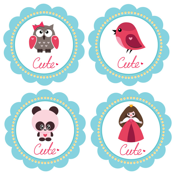 Cute baby-girl cards - ベクター画像