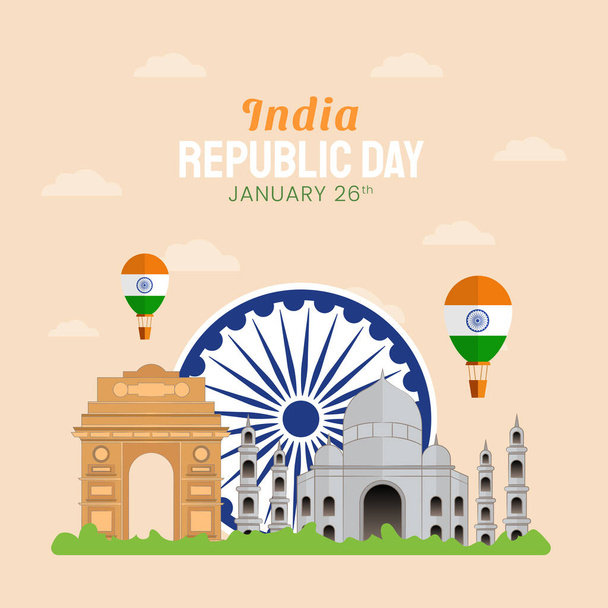 ilustração desenhada à mão do Dia da República da Índia. Ilustração vetorial - Vetor, Imagem
