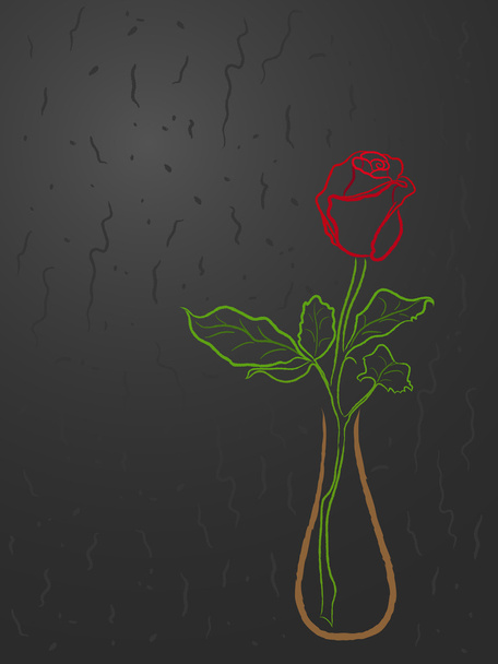 Stylized red rose in a vase over grey - Vector, afbeelding