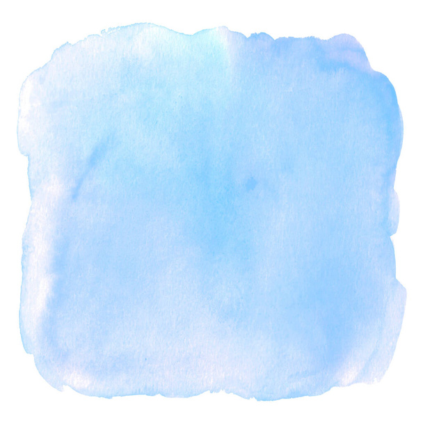 Sfondo blu acquerello schizzo quadrato. Astratto disegnato a mano vernice macchiato macchia macchia macchia isolato su sfondo bianco. - Foto, immagini