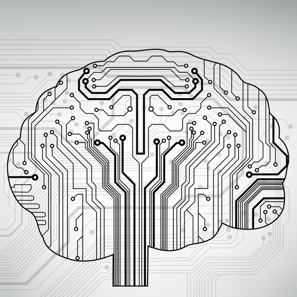 Placa de circuito computador estilo cérebro vetor tecnologia fundo
 - Vetor, Imagem