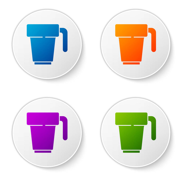 Color Coffee cup icon isolated on white background. Tea cup. Hot drink coffee. Set icons in circle buttons. Vector. - Вектор, зображення