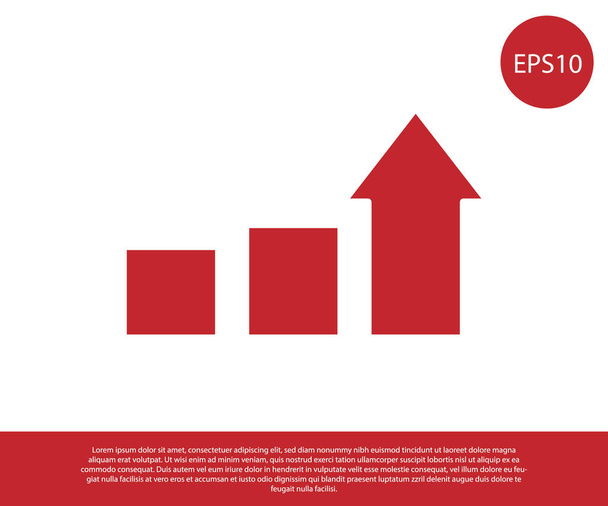 Rote Ikone des Finanzwachstums isoliert auf weißem Hintergrund. Steigerung der Einnahmen. Vektor. - Vektor, Bild