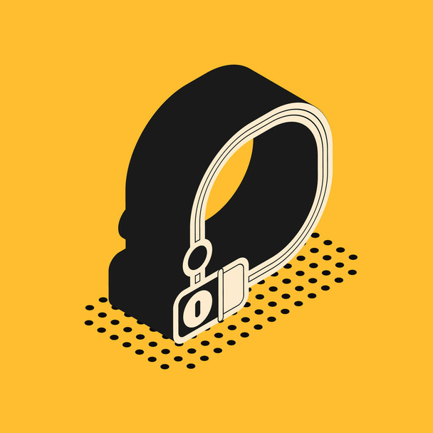 Isometrica Bicycle lock icona industriale a forma di U isolato su sfondo giallo. Vettore. - Vettoriali, immagini