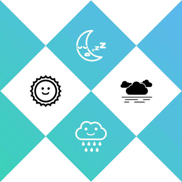 Set Sun, Cloud with rain, Moon icon and icon. Vektor. - Vektor, obrázek