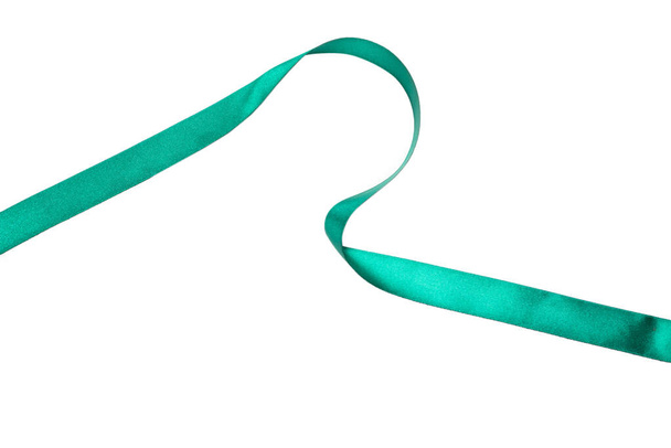 Green ribbon isolated on white background.  - Zdjęcie, obraz