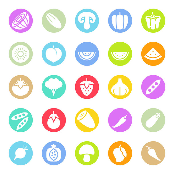 Icone del glifo di colore del cerchio per alimento. - Vettoriali, immagini