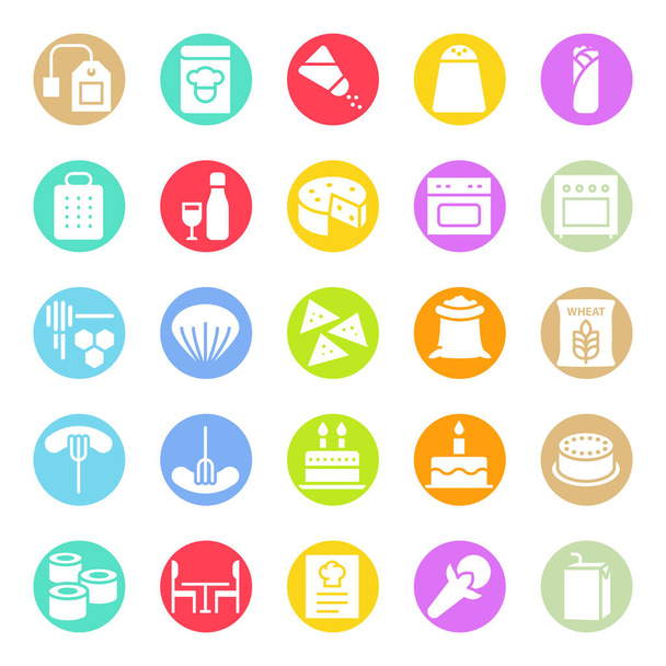Circle color glyph icons for food. - Vector, Image