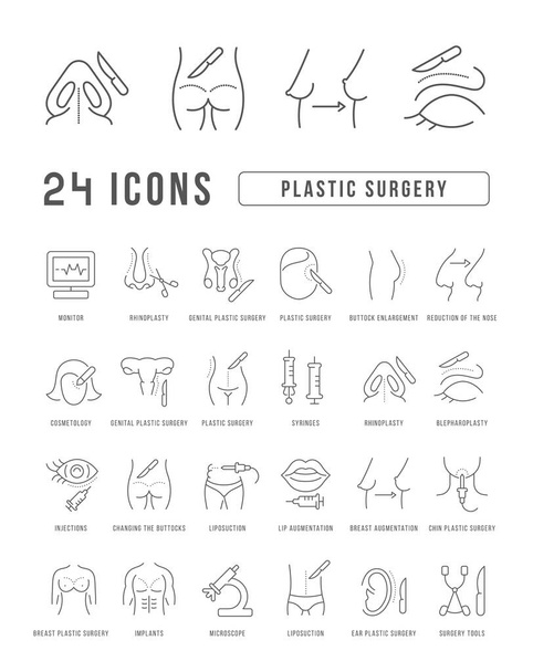 Cirugía plástica. Colección de iconos perfectamente delgados para el diseño web, la aplicación y los proyectos más modernos. El kit de signos para la categoría Medicina. - Vector, Imagen