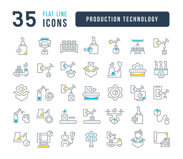 Production Technology. Collection of perfectly thin icons for web design, app, and the most modern projects. The kit of signs for category Technology. - Vector, Image