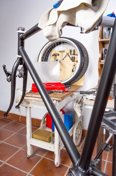 復元処理のカスタム ピスト自転車の部品 - 写真・画像