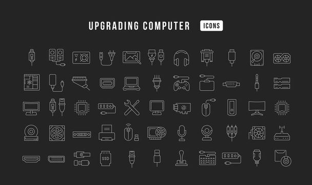 Upgrading Computer. Collection of perfectly thin icons for web design, app, and the most modern projects. The kit of signs for category Technology. - Vector, Image