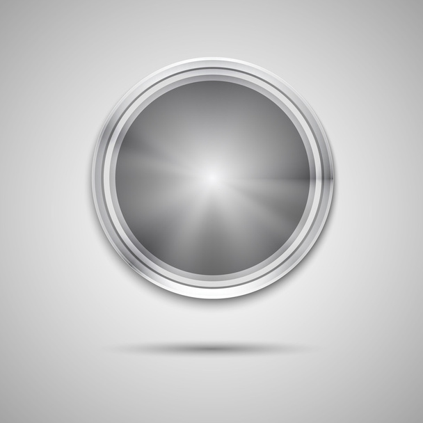 Circle button template with metal texture - Vector, imagen
