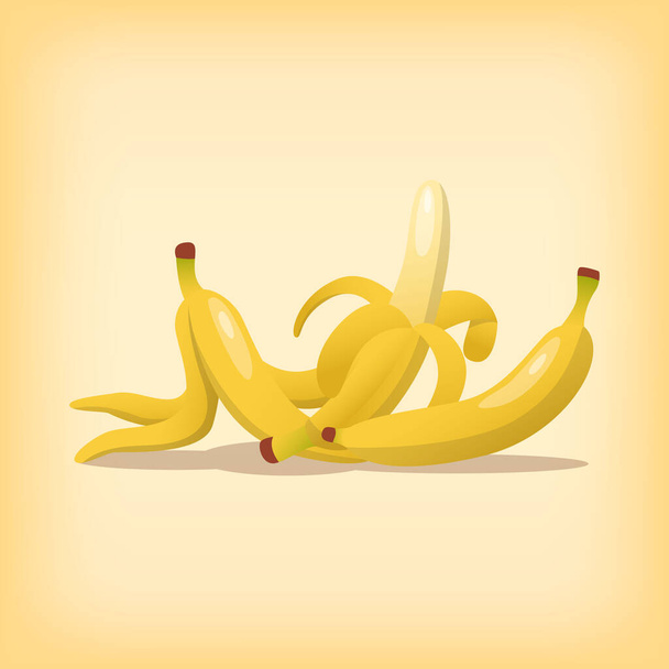банановые фрукты один изолирован с целой формы и кожуры или очищен с современным стилем и теплым цветом тема векторной иллюстрации - Вектор,изображение