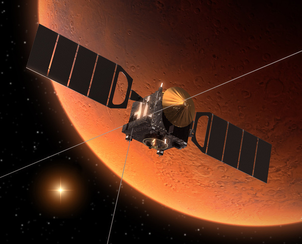 Nave espacial "Mars Express" Orbitando Marte
. - Foto, Imagen