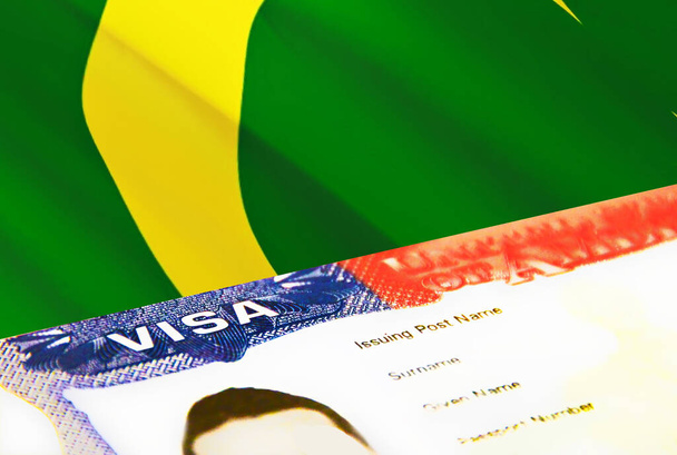 Cocos Keeling Islands documento de imigração de perto. Visto de passaporte na bandeira das Ilhas Cocos Keeling. Visto de visitante Cocos Keeling Islands no passaporte, renderização 3D. Ilhas Cocos Keeling multi entranc - Foto, Imagem