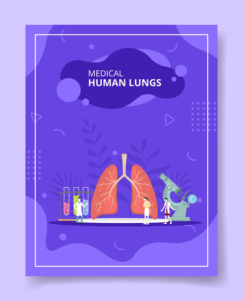 Tıbbi akciğer hastaları ön akciğer anatomisi organları mikroskop kimyasal cam pankartlar, el ilanları, kitap kapakları, sıvı şekilli vektör tasarımı resimli dergiler için - Vektör, Görsel