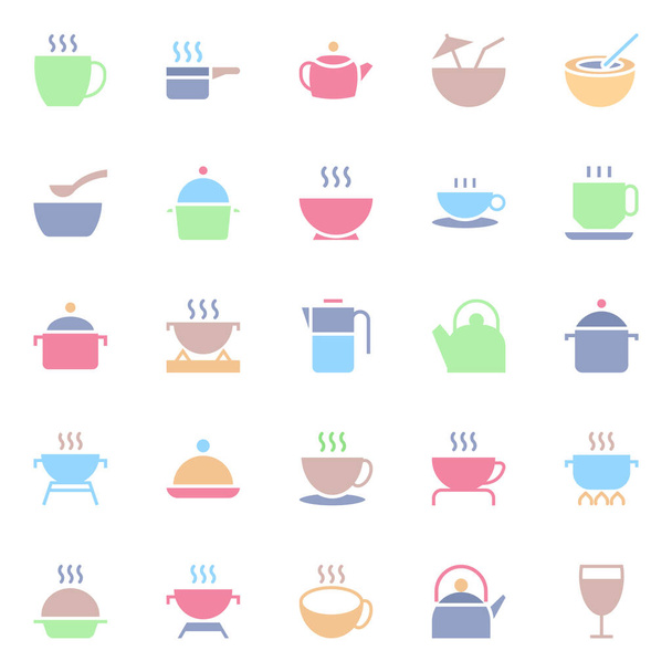 Iconos de color plano para la comida. - Vector, Imagen