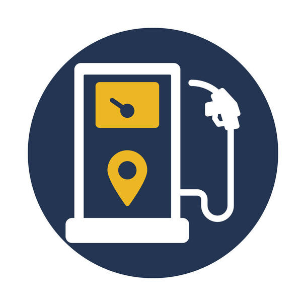 Lokalizacja paliwa, mapa, pompa, stacja w pełni edytowalna ikona wektora - Wektor, obraz