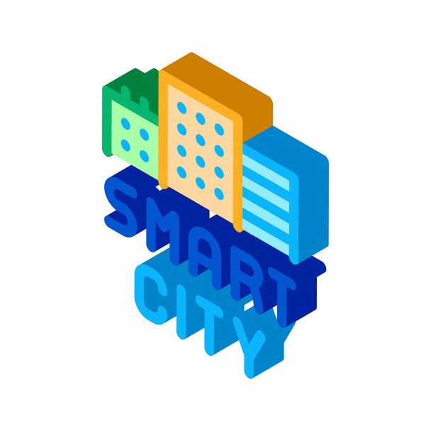 smart city buildings isometric icon vector illustration - Вектор,изображение