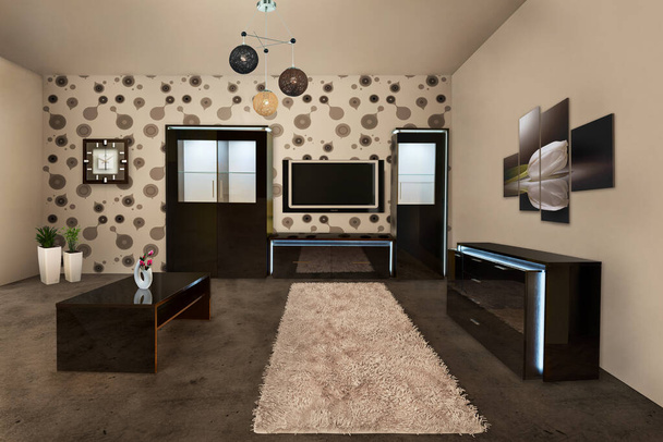Moderno diseño interior brillante de la habitación - Foto, Imagen