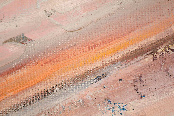 Pintura al óleo primer plano textura fondo con pinceladas vibrantes detalladas creativas - Foto, imagen