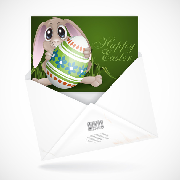 Easter Bunny With Colorful Egg. - Vector, afbeelding