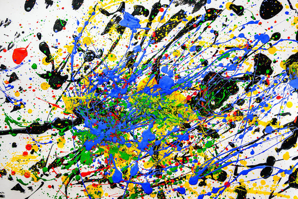 Абстрактная экспрессия на цветовом фоне. яркая акварельная иллюстрация. метод дриппинга. - Фото, изображение