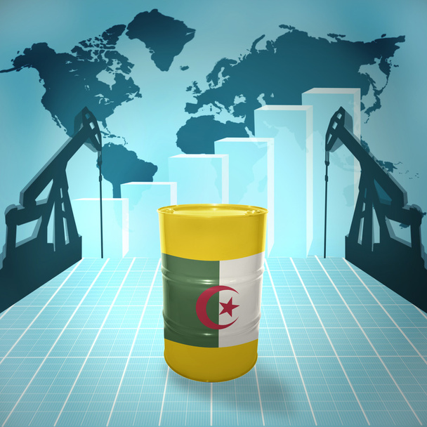 Нефтяной баррель с алжирским флагом
 - Фото, изображение